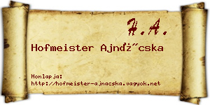 Hofmeister Ajnácska névjegykártya